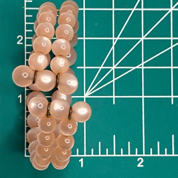 Cuff Bracelet Double Stranded Graduated Round Moonstone Beads Salmon Pink - Picture 8 of 8